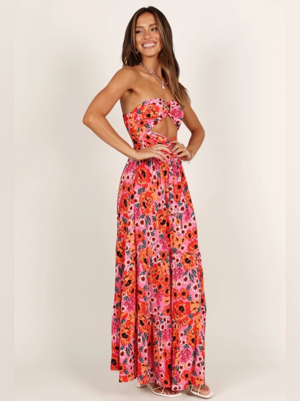 Petal & Pup Sarai Maxi Dress in Pink Floral Sz 6 - Picture 7 of 15